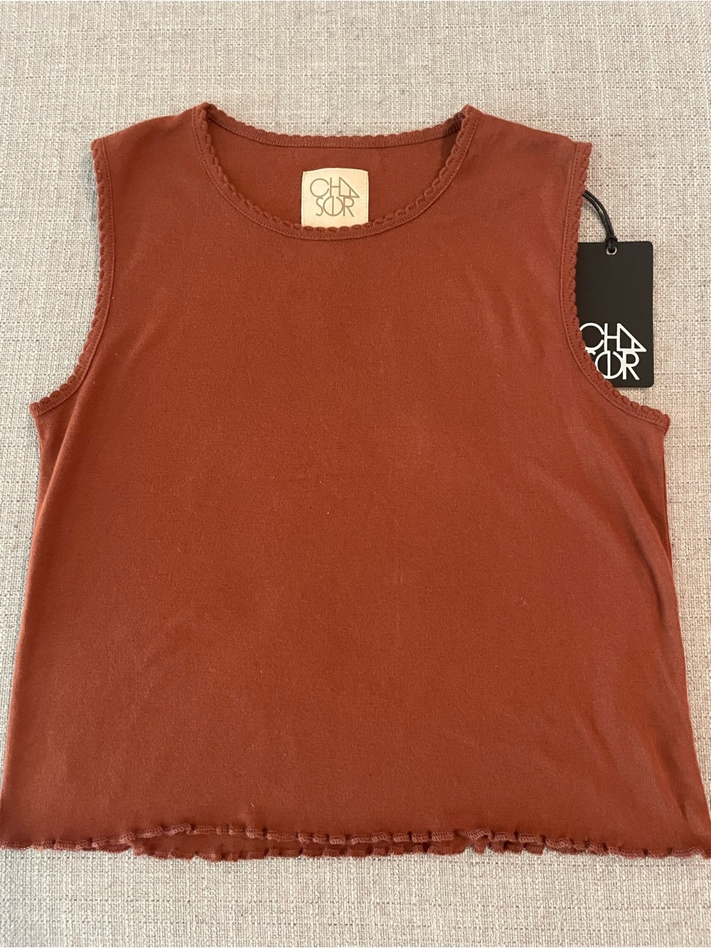 Chaser Women's Rust-Red Lettuce Edge Tank